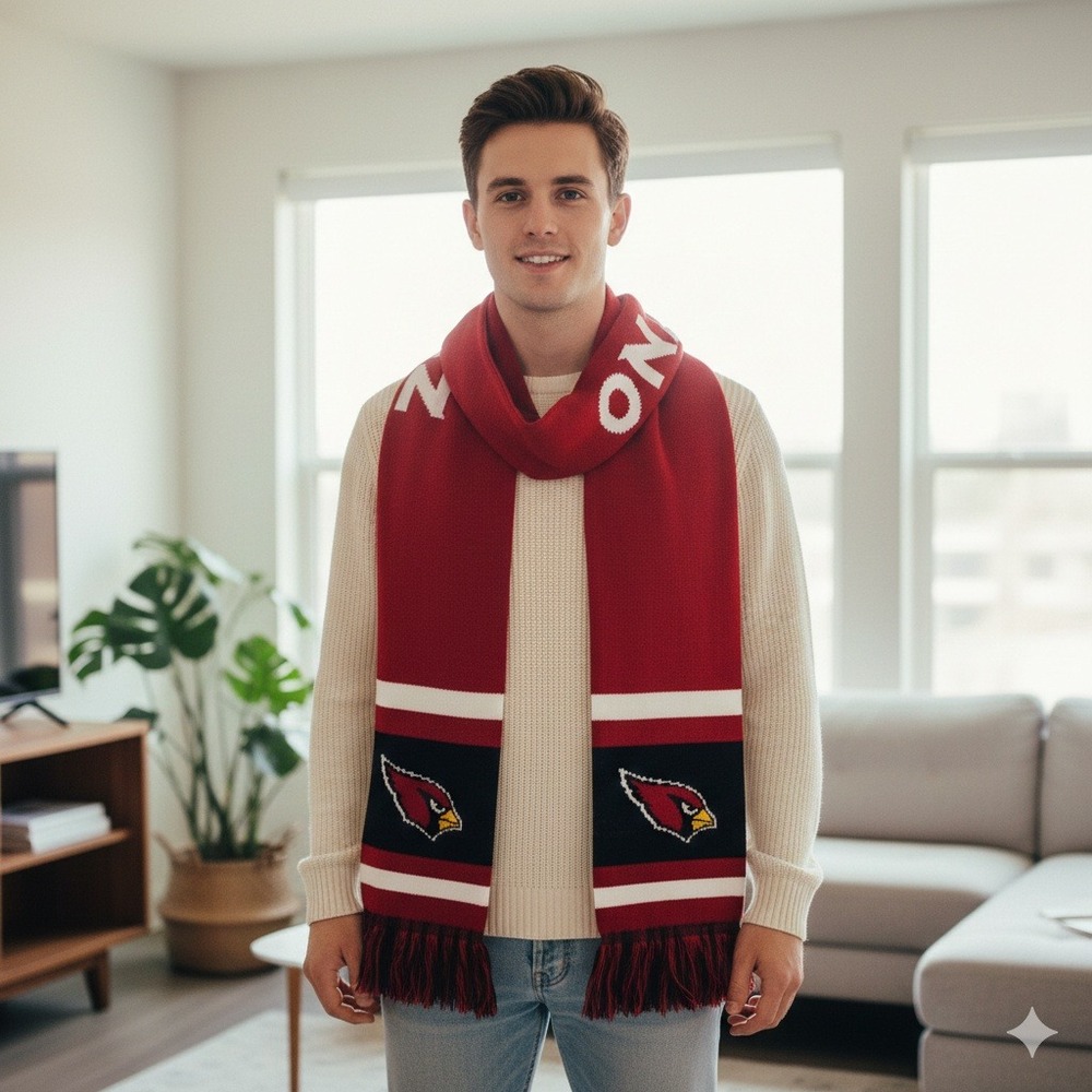 Arizona Cardinals‎ NFL Knit Scarf Red White Black Fringe
